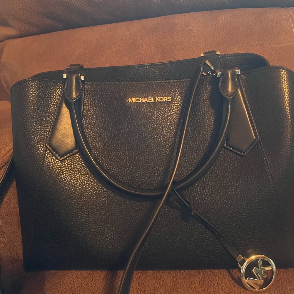 Michael Kors Black Satchel with Silver Hardware